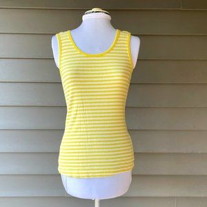 LL BEAN Women's Yellow & White Striped Tank Top Sz S